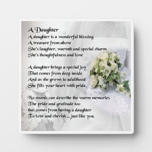 Daughter Poem Plaque _ Wedding  Design