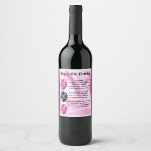 Daughter  Poem Wine Bottle Label -  40th Birthday