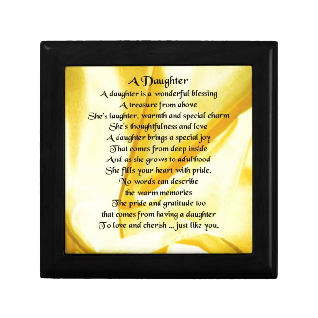 Daughter Poem - Yellow Silk Jewelry Box (Front)
