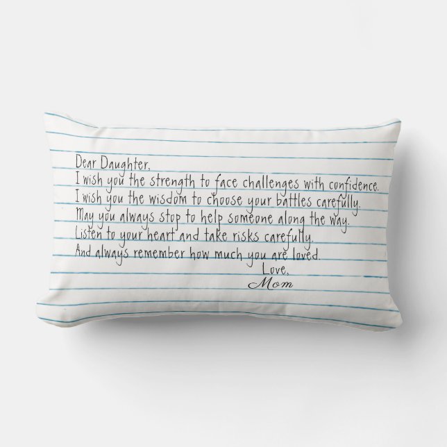 Daughter Quote On Notebook Paper  Lumbar Pillow (Front)