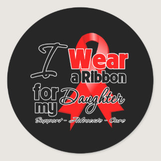Daughter - Red Ribbon Awareness Classic Round Sticker