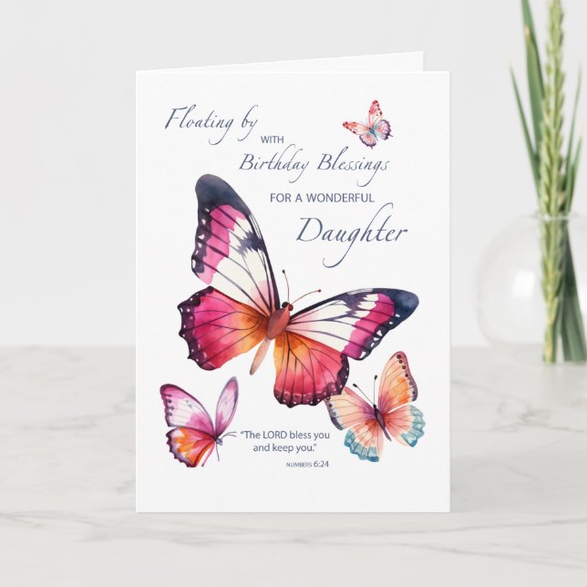 Daughter Religious Birthday Pretty Butterflies Card (Front)