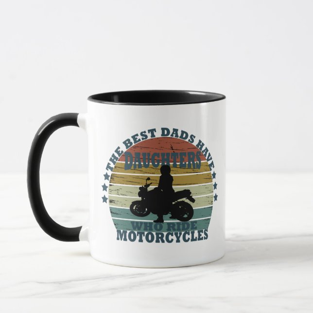 Daughter ride motorcycle happy fathers day mug (Left)