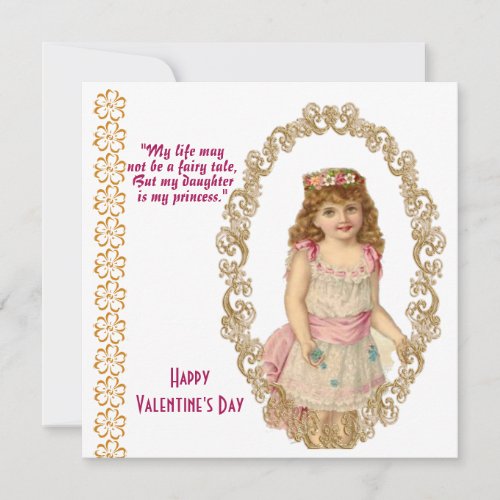 Daughter Rustic Gold Frame Vintage Valentine Card