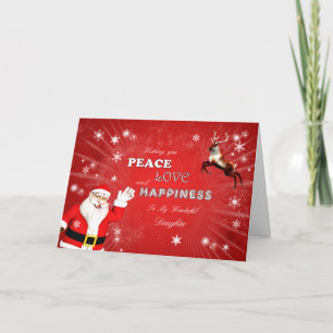 Daughter, Santa and a Reindeer Holiday Card