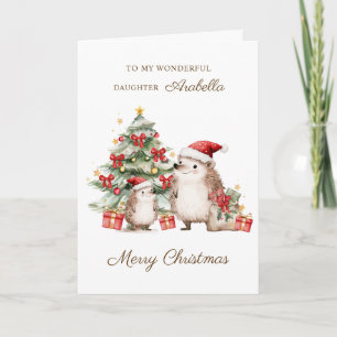 Daughter Santa Hedgehog Christmas  Card