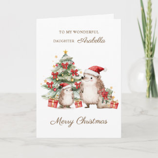 Daughter Santa Hedgehog Christmas Card