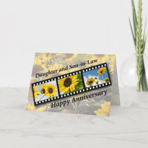 Daughter & Son-in-Law, Anniversary Sunflower Fil Card