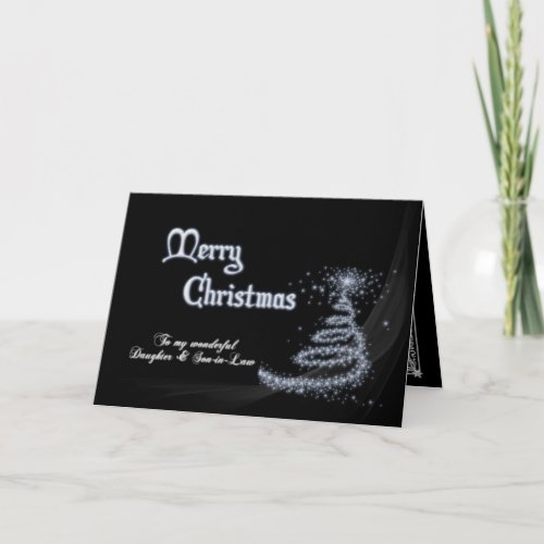 Daughter  Son_in_Law Black and white Christmas Holiday Card