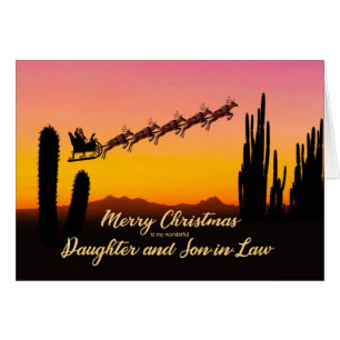 Daughter Son In Law Christmas Santa Over Desert Cards