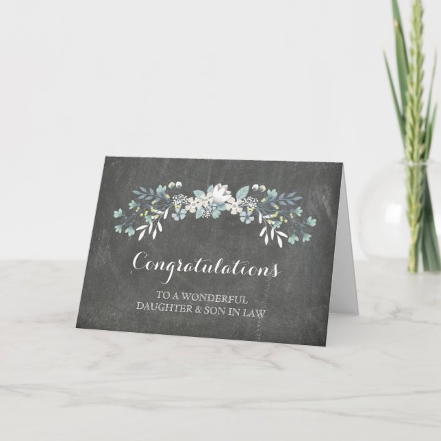Daughter & Son In Law Congratulations Chalkboard Card (Front)