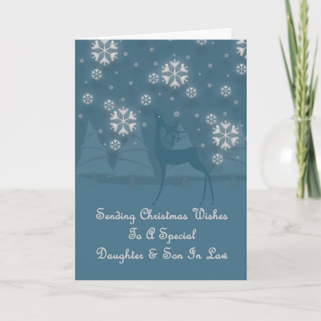 Daughter & Son In Law Reindeer Christmas Holiday Card (Front)