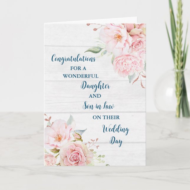 Daughter & Son in Law Wedding Day Congratulations Card (Front)