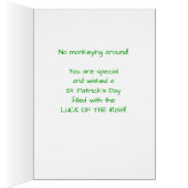Daughter, St. Patrick's Day Monkey with Shamrock Cards (Inside (Right))