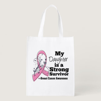 Daughter Strong Survivor Breast Cancer Grocery Bag