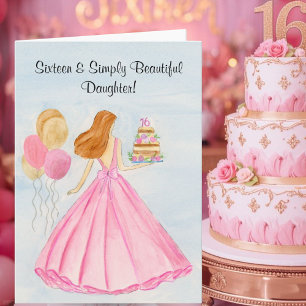 Daughter Sweet 16 Birthday Card Elegant Girl 
