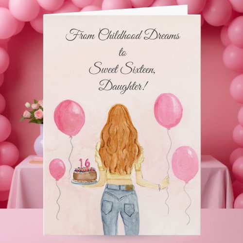 Daughter Sweet Sixteen Girl in Jeans Celebrating
