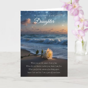 Daughter Sympathy with White Rose Ocean Spiritual Card