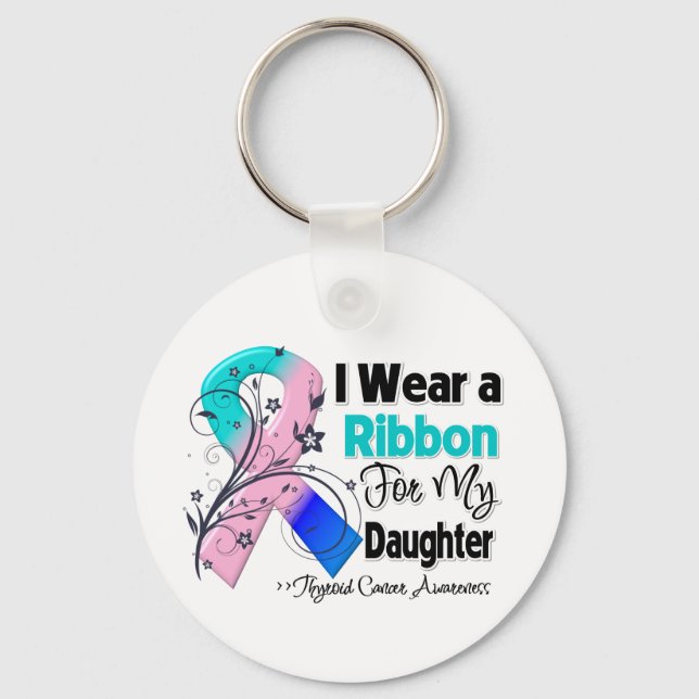 Daughter - Thyroid Cancer Ribbon Keychain (Front)