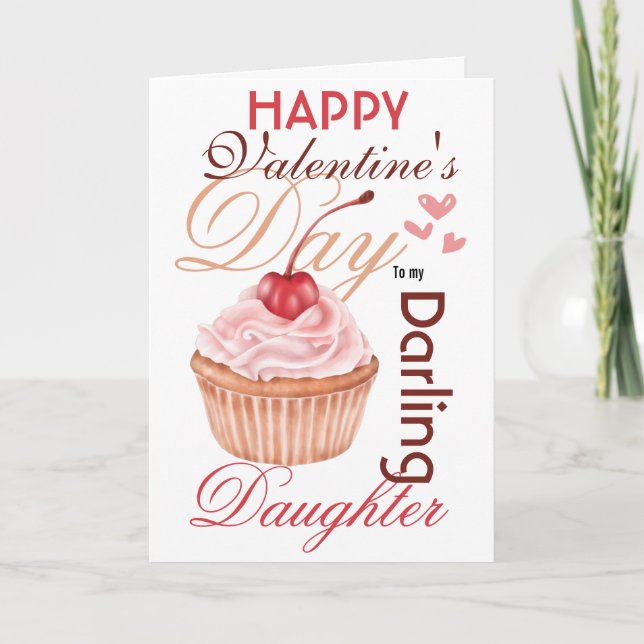 Daughter valentine cupcake cherry cute from mom holiday card (Front)