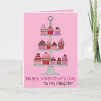 Daughter Valentine´s Cupcakes customizable Card