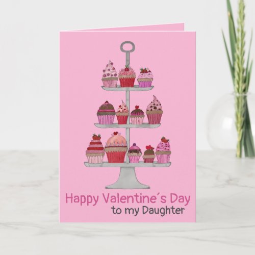 Daughter Valentines Cupcakes customizable Card
