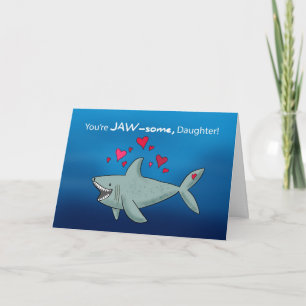 Daughter Valentines Day Shark With Hearts Card