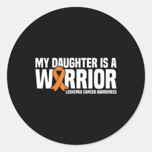 Daughter Warrior Orange Ribbon Leukemia Cancer Awa Classic Round Sticker