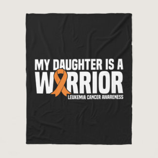 Daughter Warrior Orange Ribbon Leukemia Cancer Awa Fleece Blanket