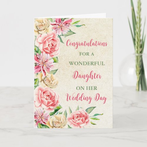 Daughter Wedding Day Congratulations Card