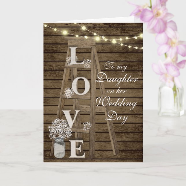 Daughter Wedding Day Rustic Ladder Card (Orchid)