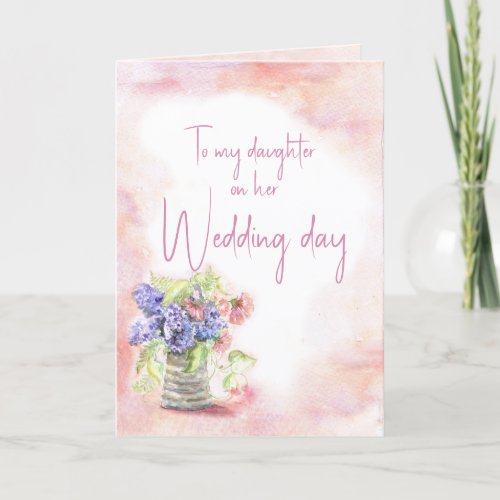 Daughter Wedding Day Watercolor Floral Card