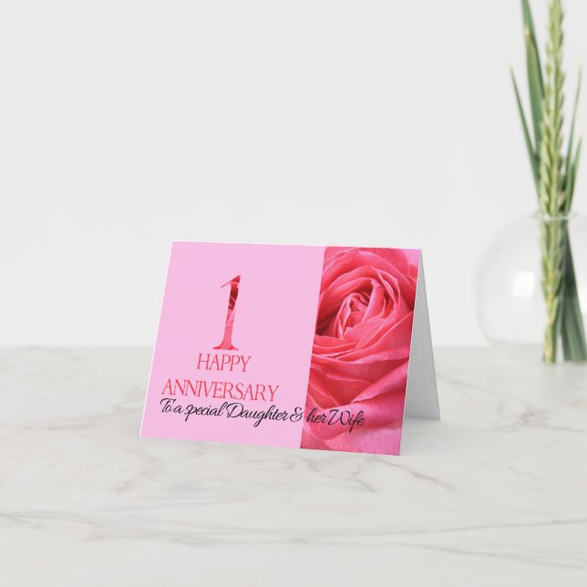 Daughter & Wife Anniversary Card Pink Rose (Front)