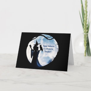 Daughter Witchy Happy Halloween with Owl and Raven Holiday Card