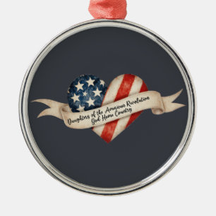 Daughters American Revolution God Home Country Metal Ornament
