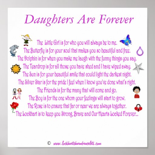 Daughters Are Forever Themed Poem with Graphics Poster 