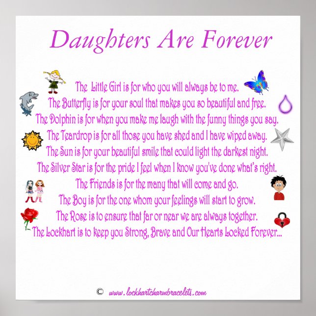 Daughters Are Forever Themed Poem with Graphics Poster (Front)