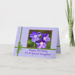 Daughter's Birthday Card with Purple Violas