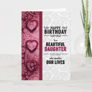 Daughter's Birthday from PARENTS Pink Hearts Card