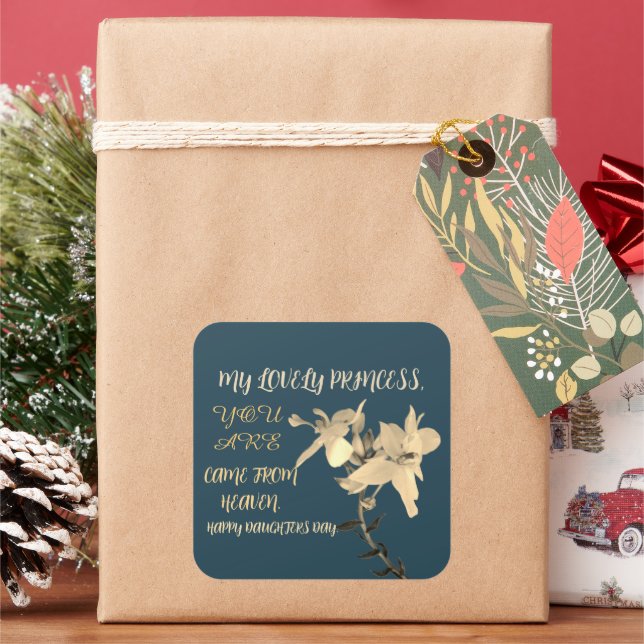 DAUGHTERS DAY FLOWER GIFT SQUARE STICKER (Holiday)