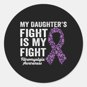 Daughters Fight Is My Fight Purple Fibromyalgia Aw Classic Round Sticker