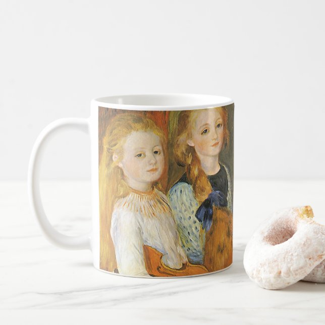 Daughters of Catulle Mendes by Pierre Renoir Coffee Mug (With Donut)