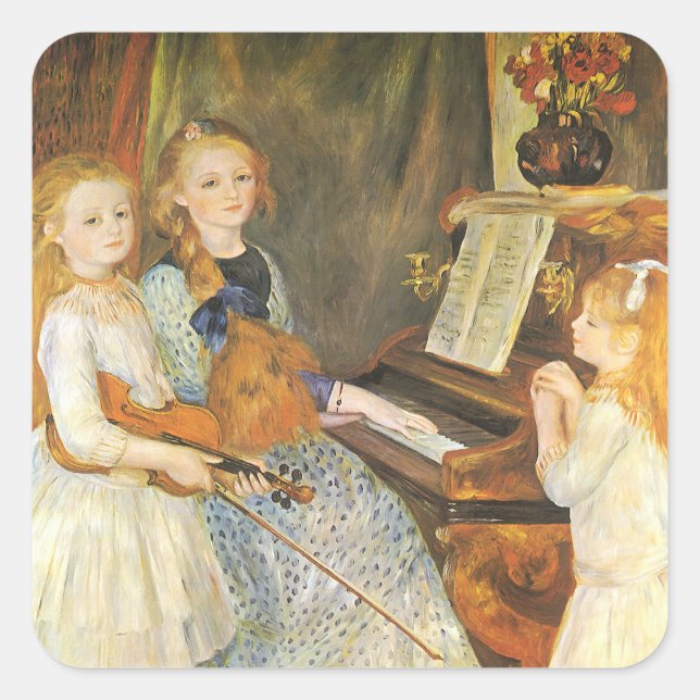 Daughters of Catulle Mendes by Pierre Renoir Square Sticker (Front)