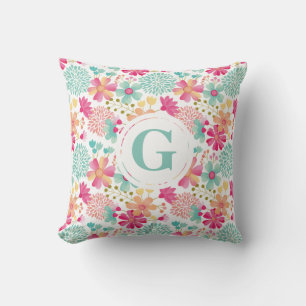 Daughters Room Personalized Letter Floral Pillow