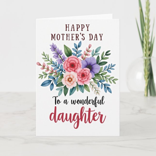 Daughters Watercolor Bouquet Card (Front)