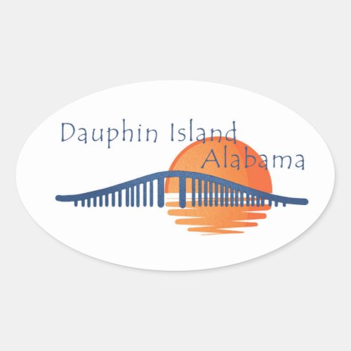 Dauphin Island Alabama bridge and sunset  Oval Sticker