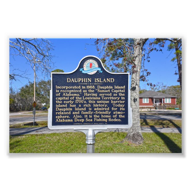 Dauphin Island, Alabama, Historic Sign (Front)
