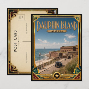 Dauphin Island Alabama Vintage Art Deco Golden Age Postcard