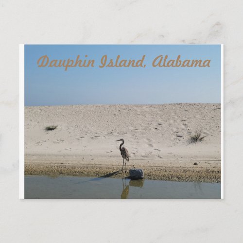 Dauphin Island Alabama with Blue Heron Postcard