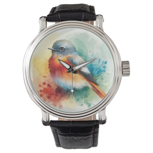 Daurian Redstart Vibrance AREF574 _ Watercolor Watch